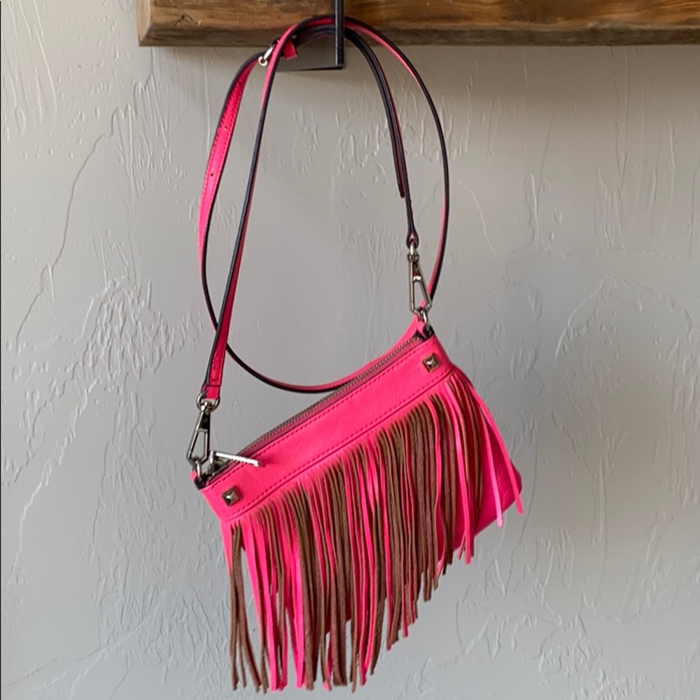Rebecca Minkoff Neon Pink Fringe crossbody bag.
